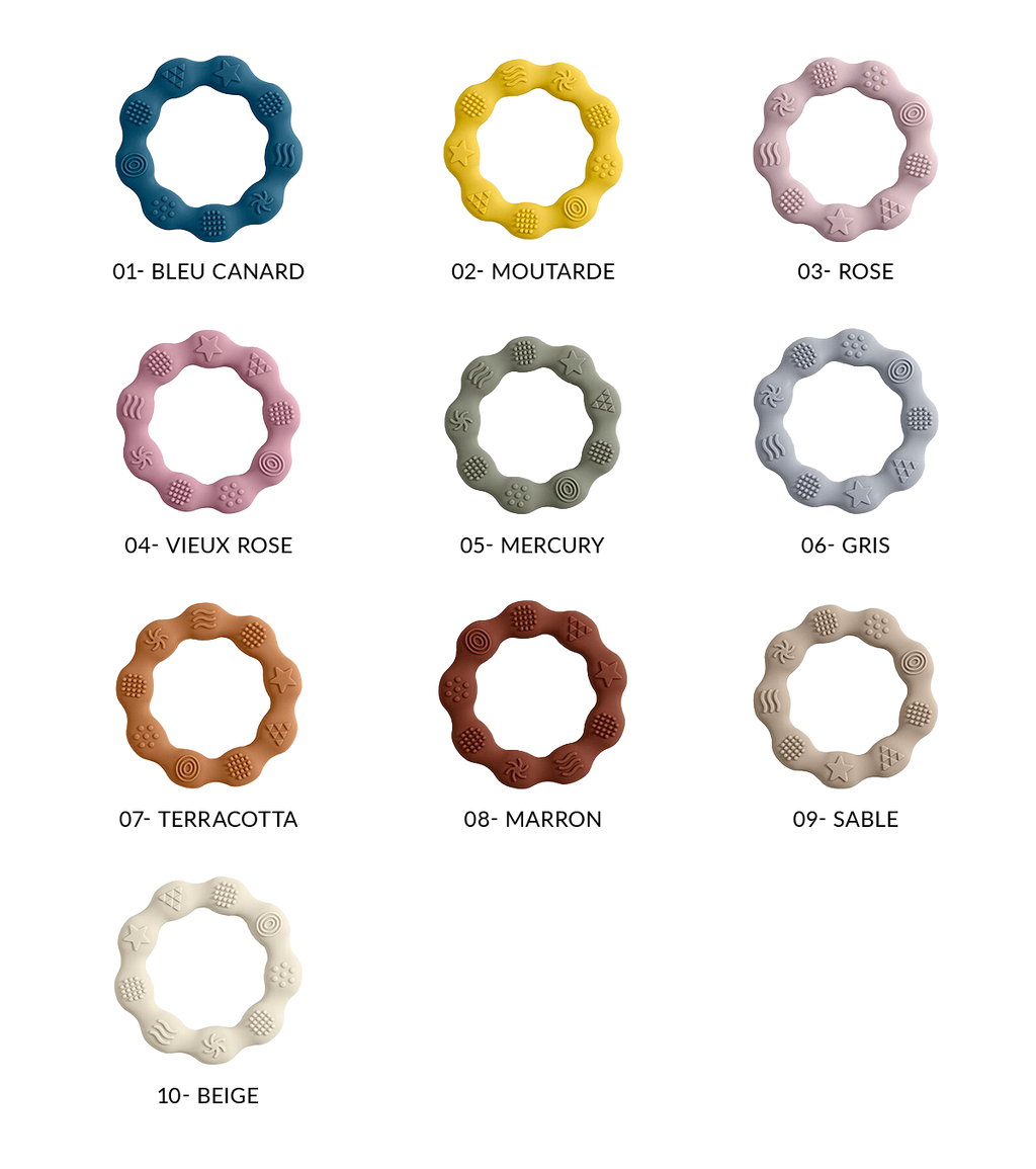 Anneau de dentition beige et lange terracotta