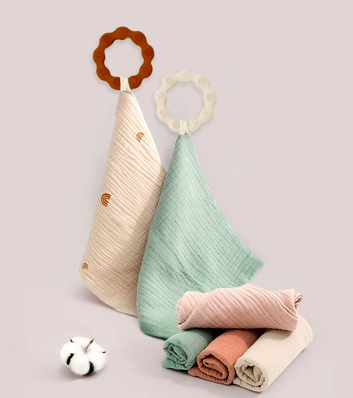 Anneau de dentition beige et lange marron