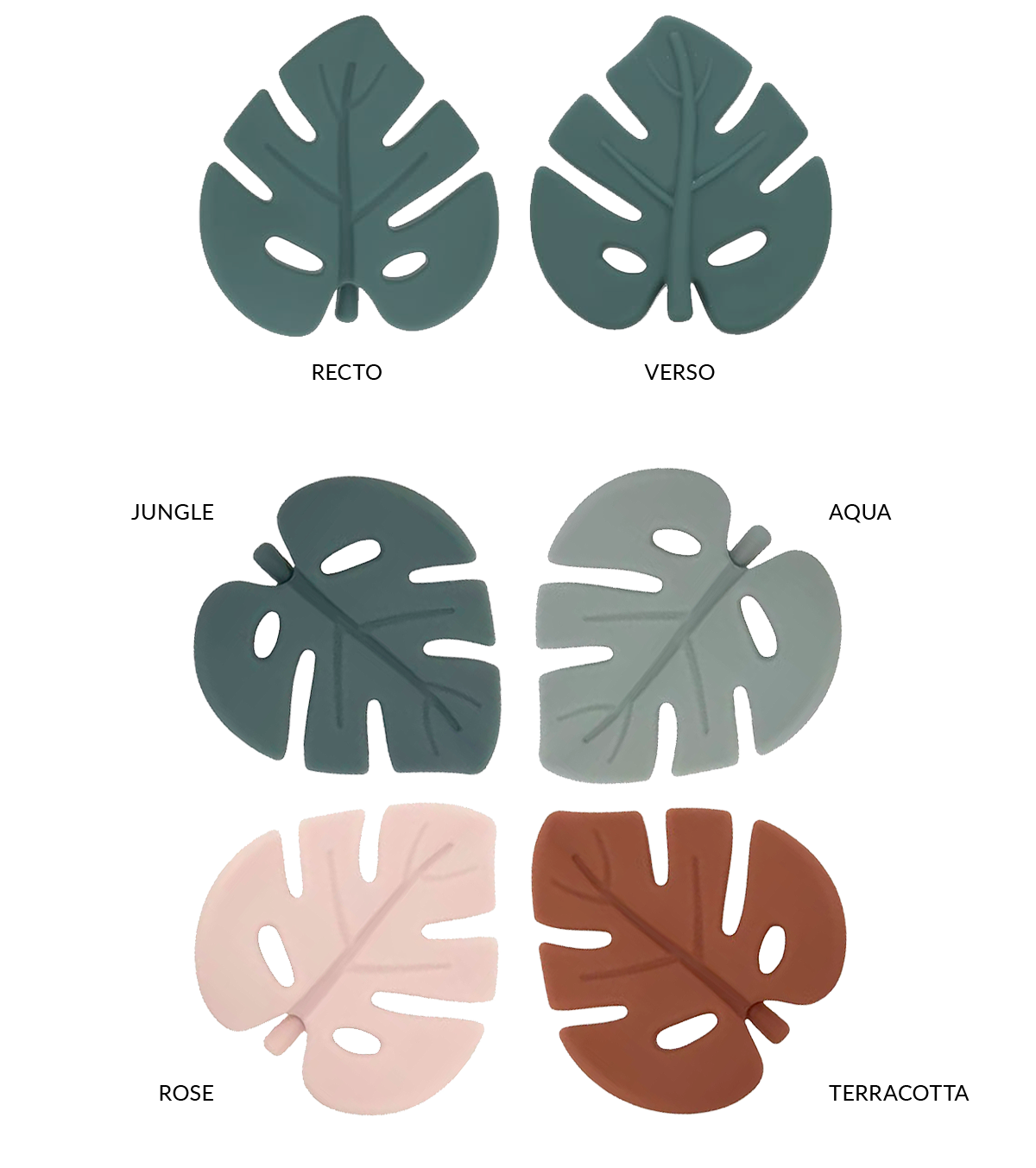 Anneau de dentition feuille aqua et lange taupe