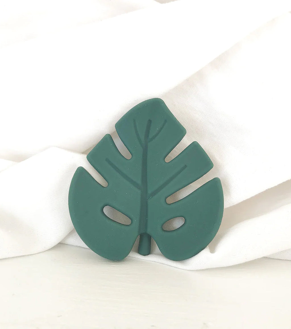 Anneau de dentition feuille verte et lange taupe