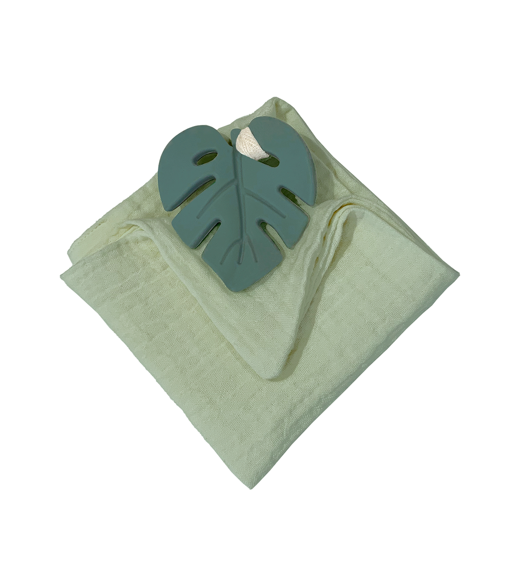 Anneau de dentition feuille verte et lange vert