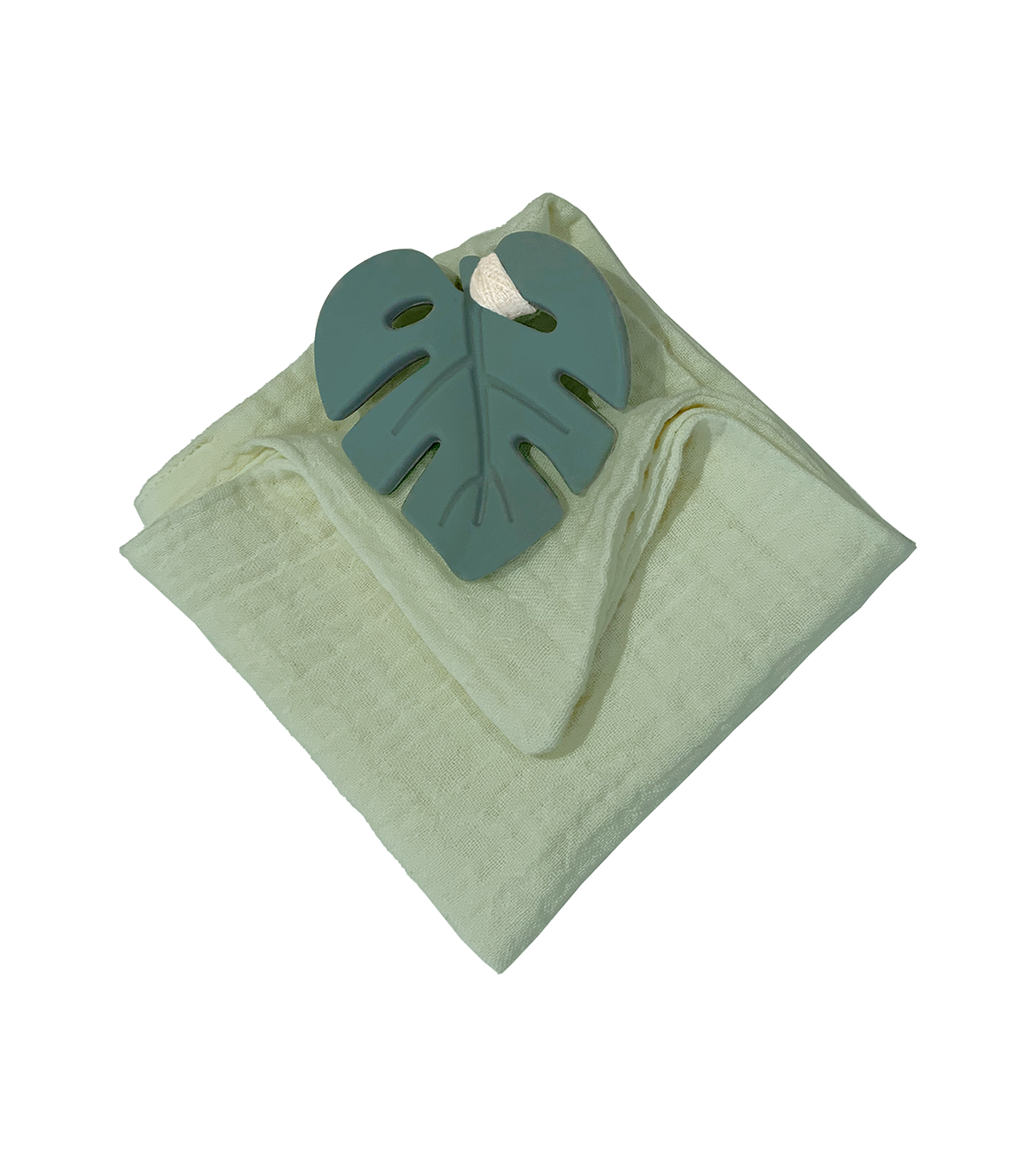 Anneau de dentition feuille verte et lange vert