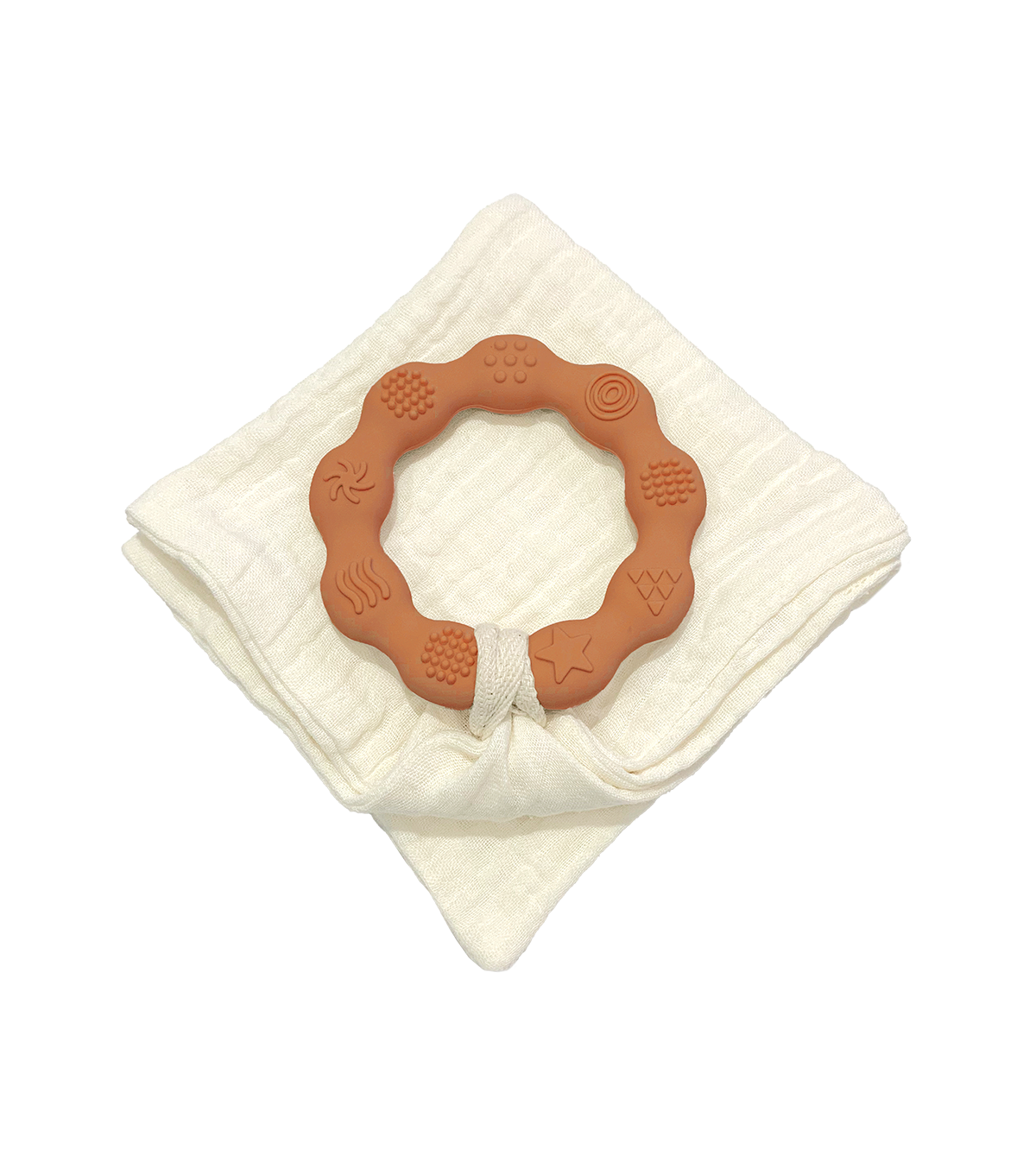 Anneau de dentition terracotta et lange ivoire