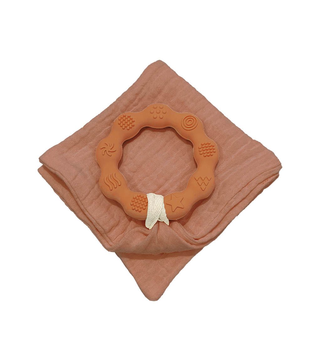 Anneau de dentition terracotta et lange terracotta