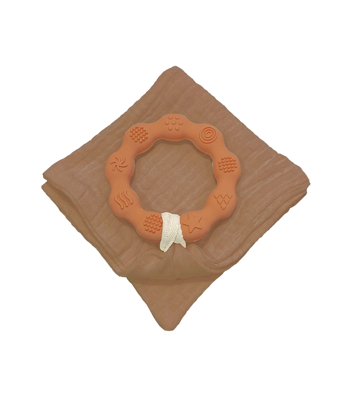 Anneau de dentition terracotta et lange marron