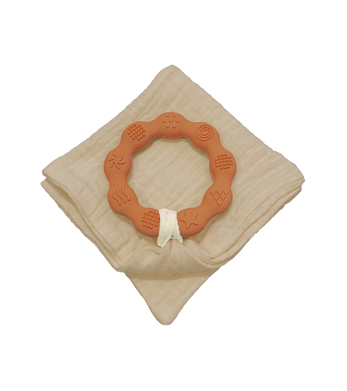 Anneau de dentition terracotta et lange sable