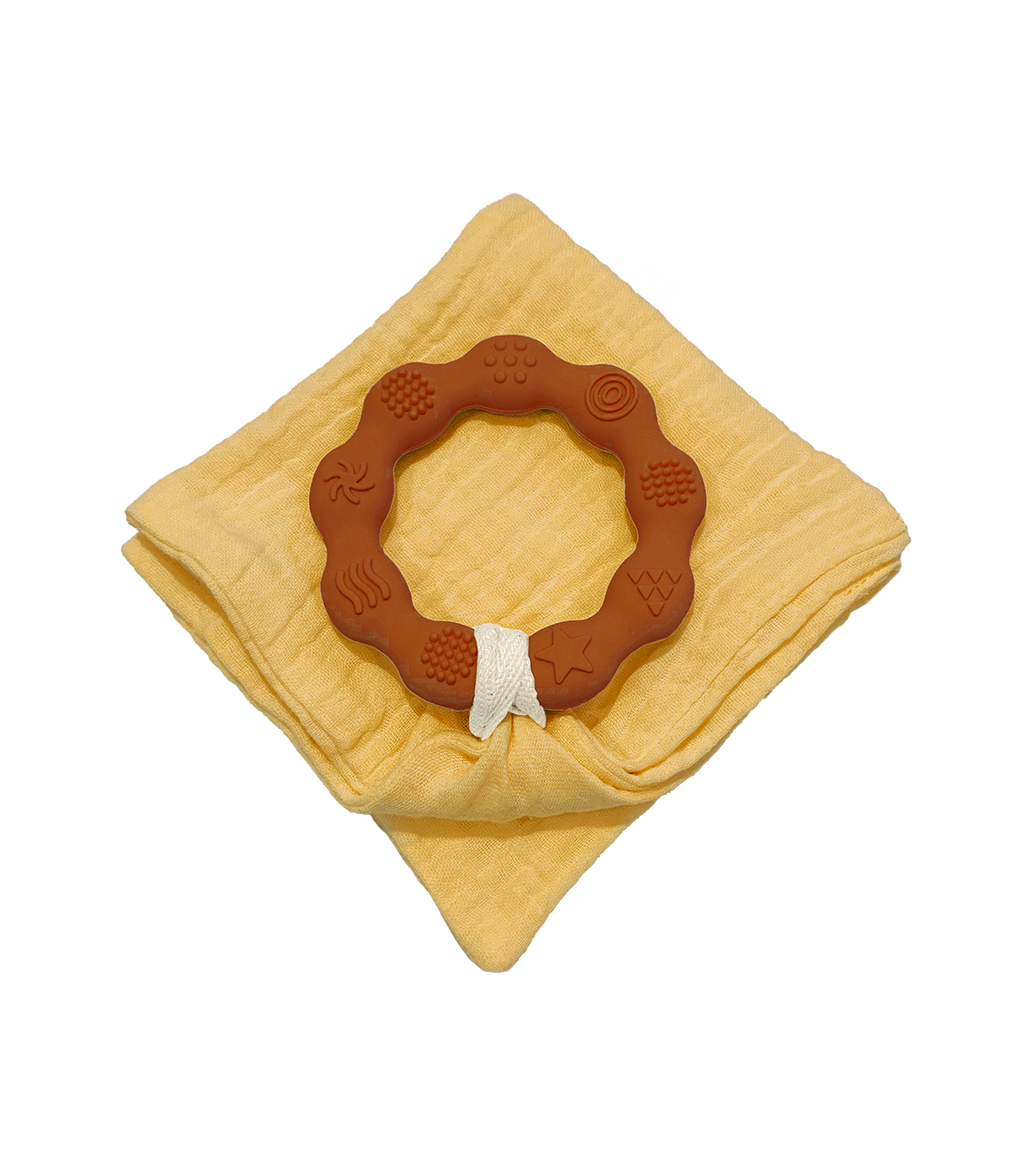 Anneau de dentition marron et lange moutarde