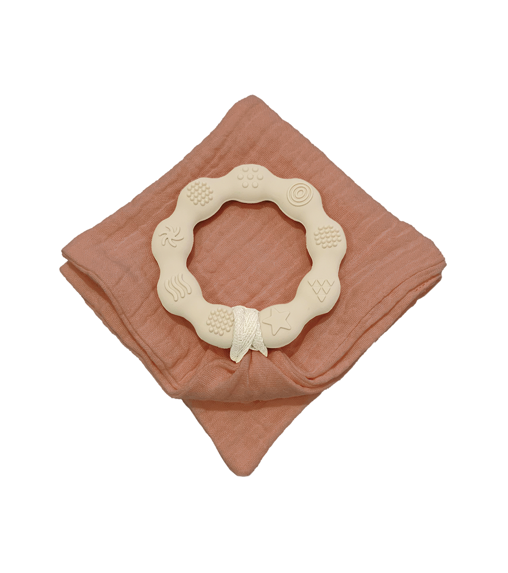 Anneau de dentition beige et lange terracotta