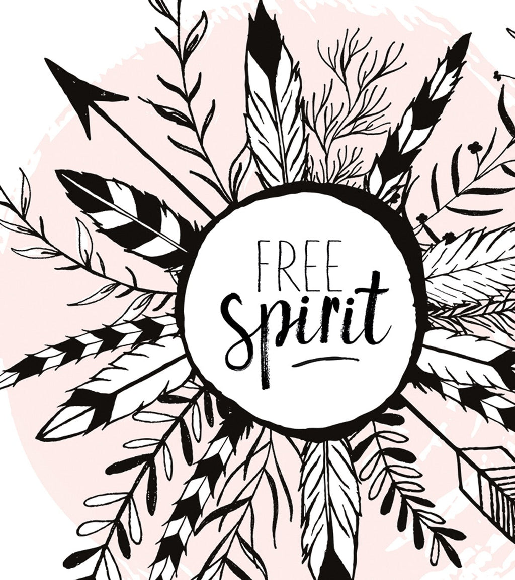 BOHO - Affiche enfant - Plumes et feuilles