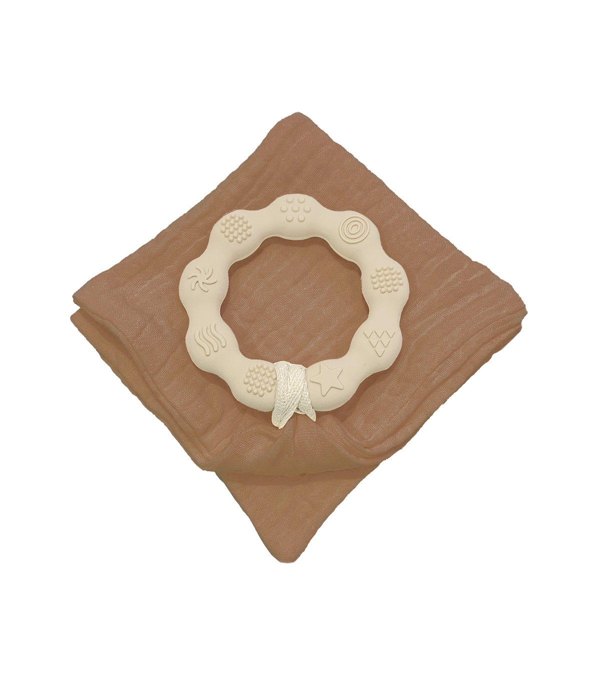 Anneau de dentition beige et lange marron