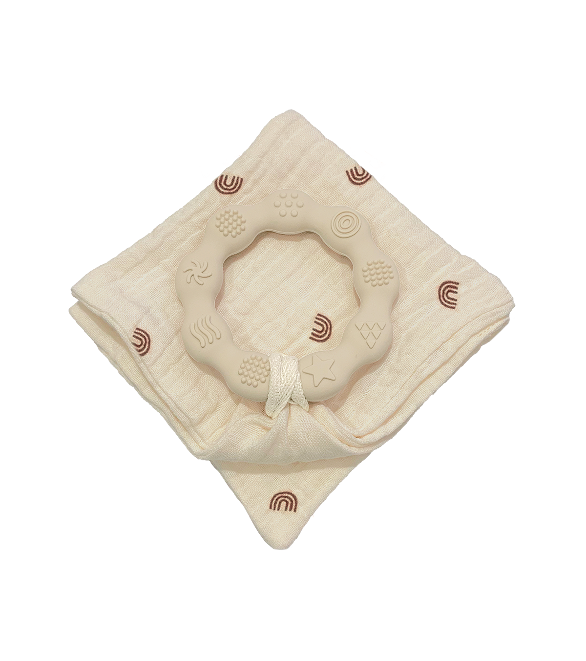 Anneau de dentition beige et lange rainbow