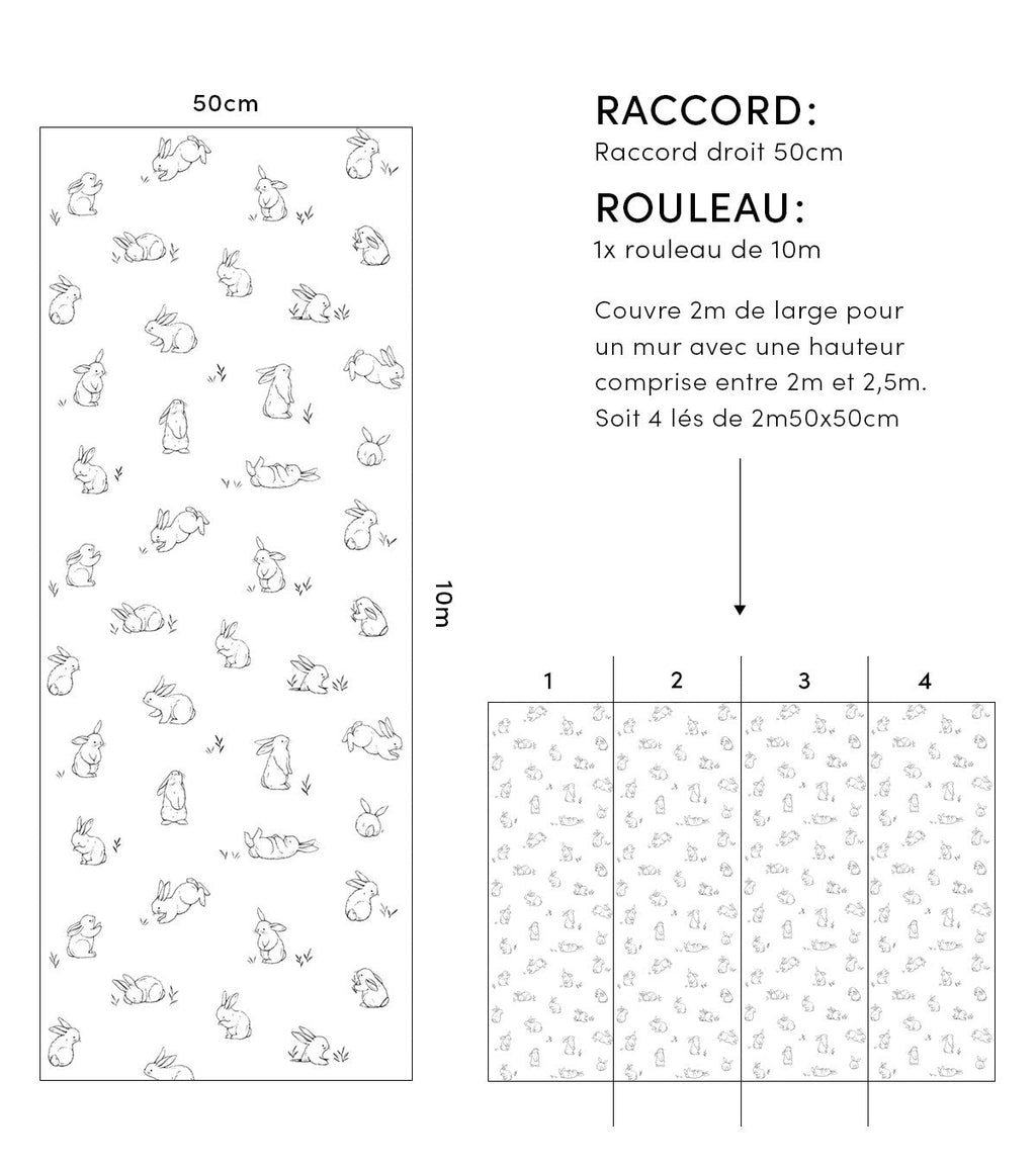 BUNNY - Papier peint enfant - Motif petits lapins