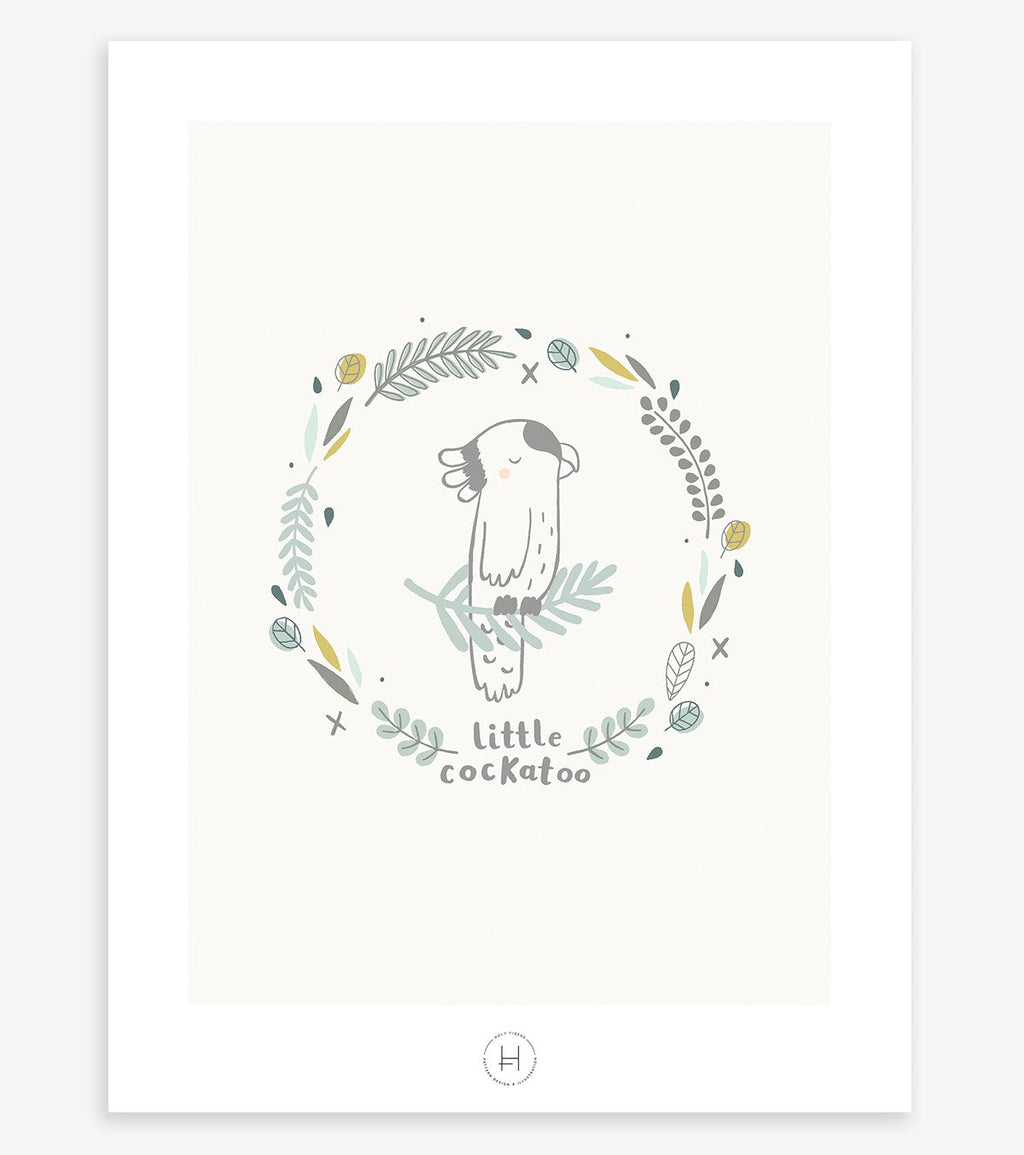 AUSTRALIA - Affiche enfant - Cacatoès et feuilles