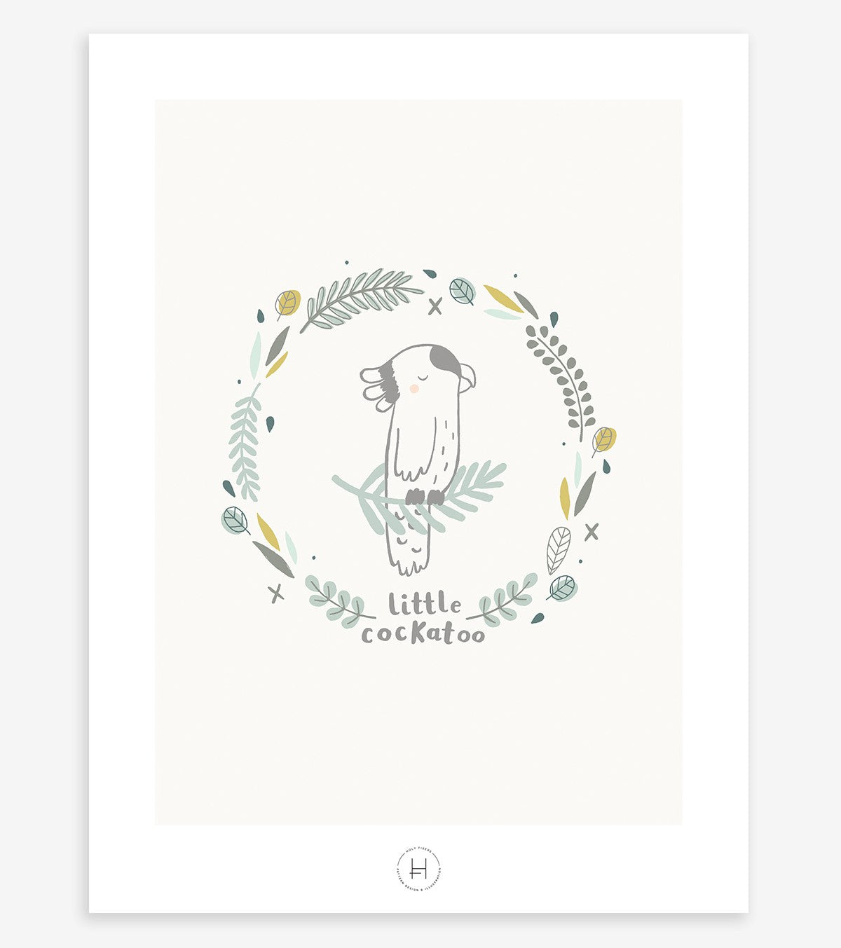 AUSTRALIA - Affiche enfant - Cacatoès et feuilles
