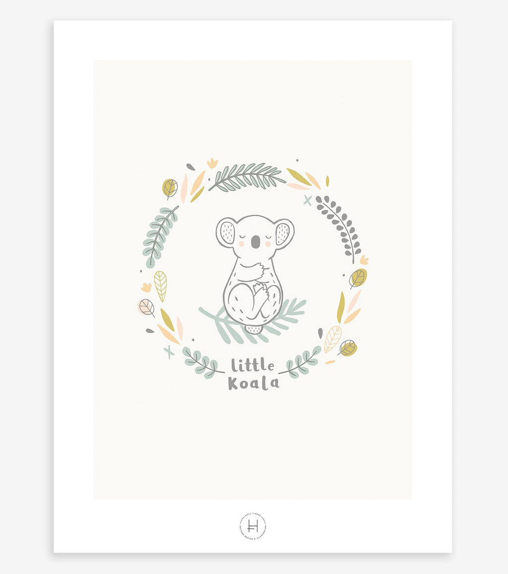 AUSTRALIA - Affiche enfant - Koala et feuilles
