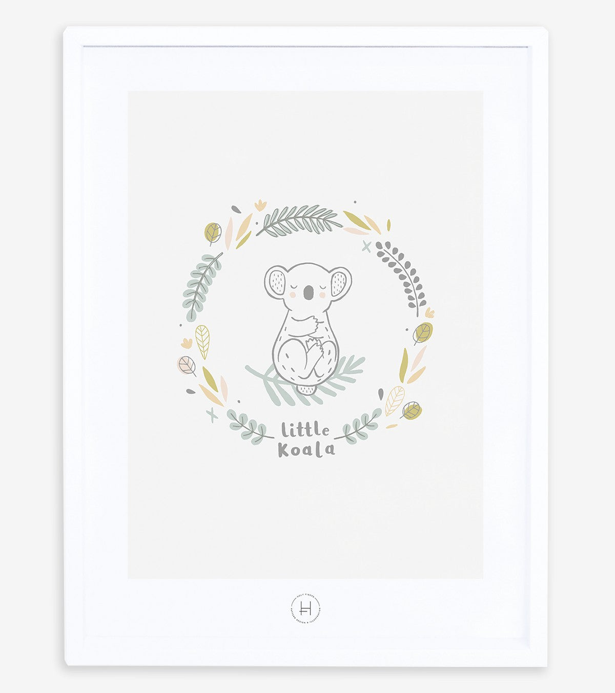 AUSTRALIA - Affiche enfant - Koala et feuilles