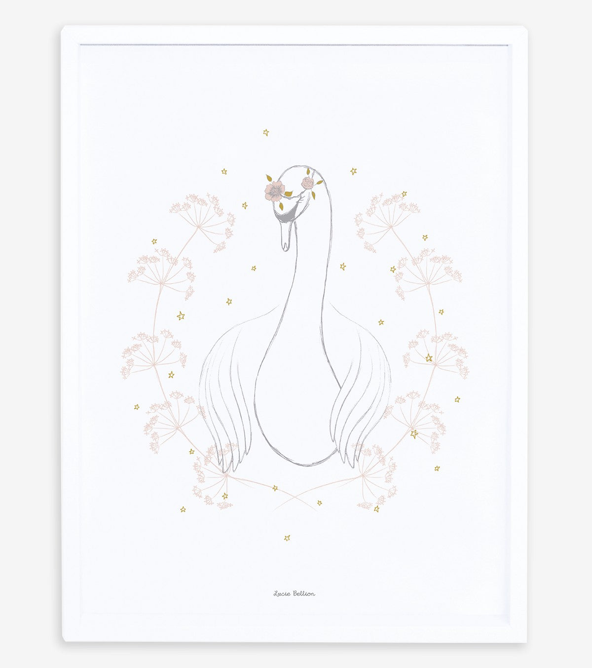 BOTANY - Affiche enfant - Cygne et fleurs