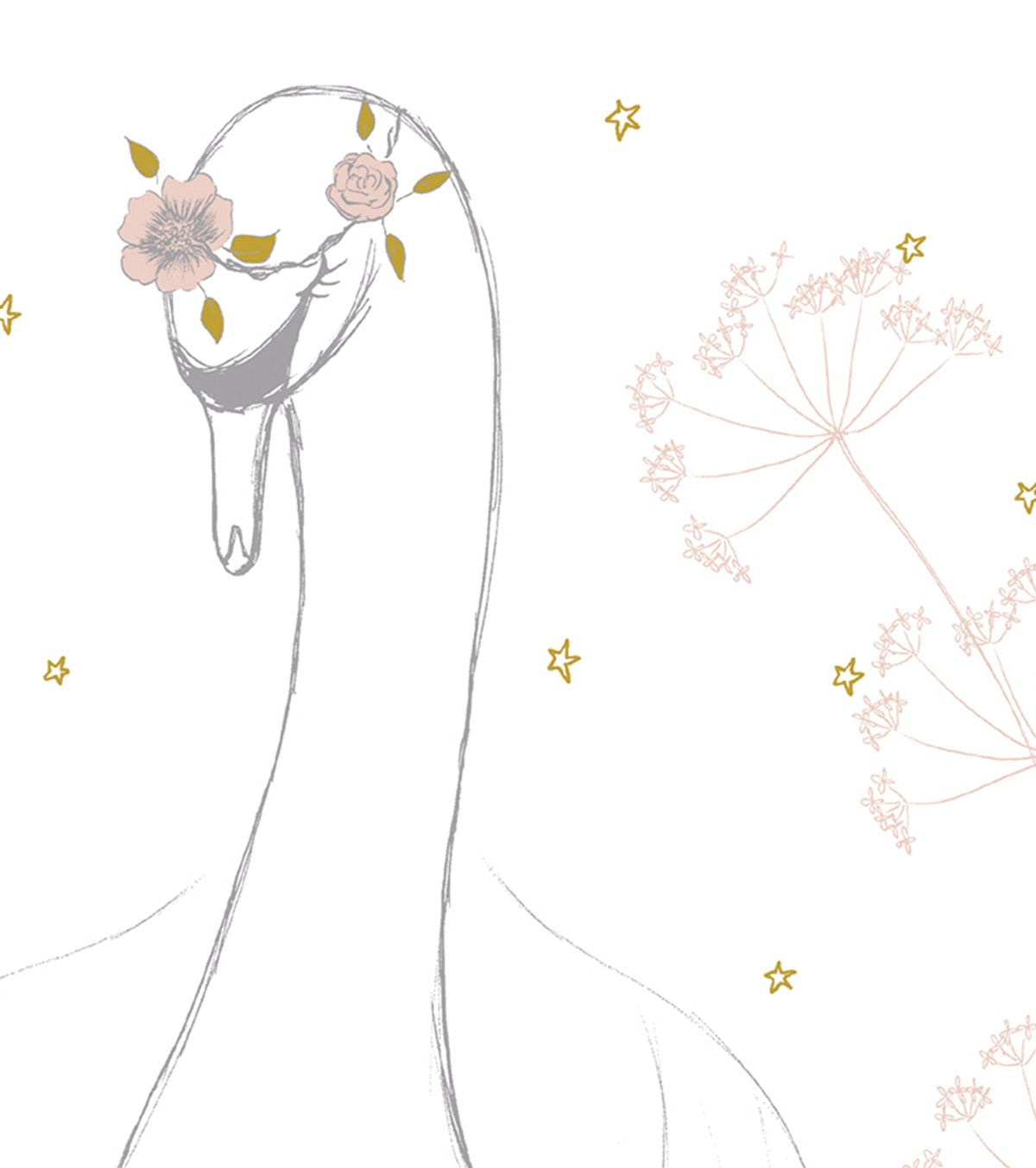 BOTANY - Affiche enfant - Cygne et fleurs