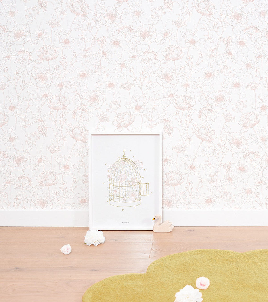 BOTANY - Affiche enfant - Cage et fleurs