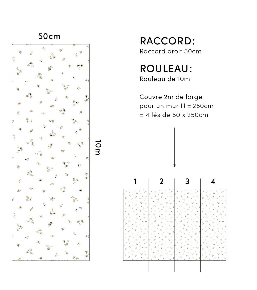 BRAYLYNN - Papier peint enfant - Motif petit fleurs