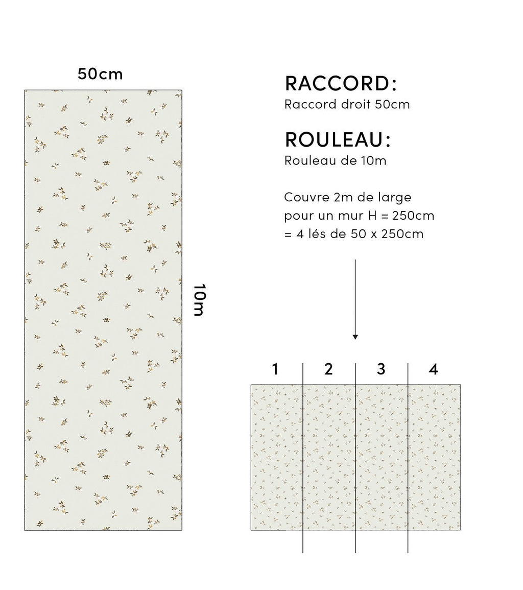 BRAYLYNN - Papier peint enfant - Motif petit fleurs