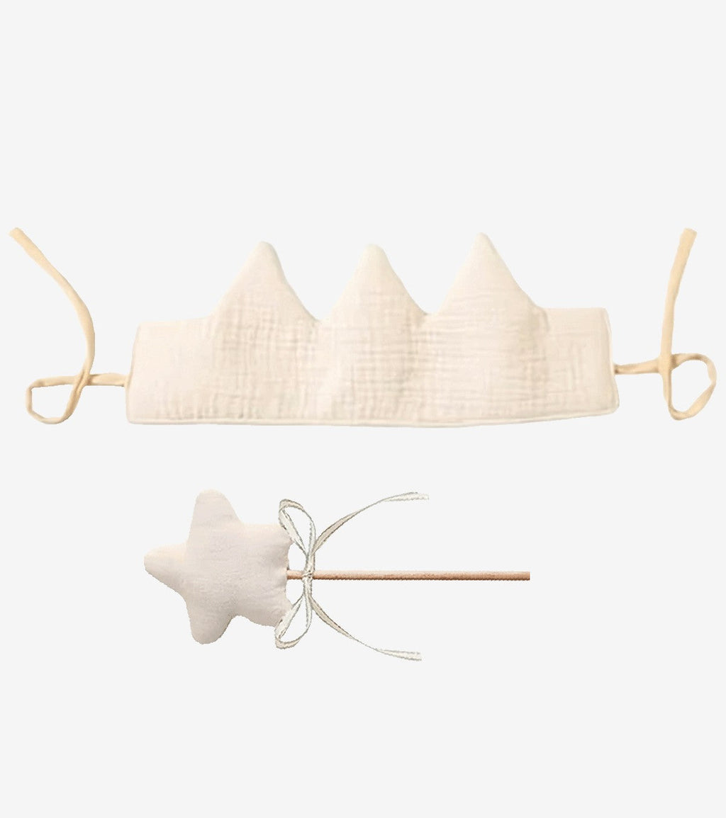 Déguisement - Couronne et baguette magique, écru