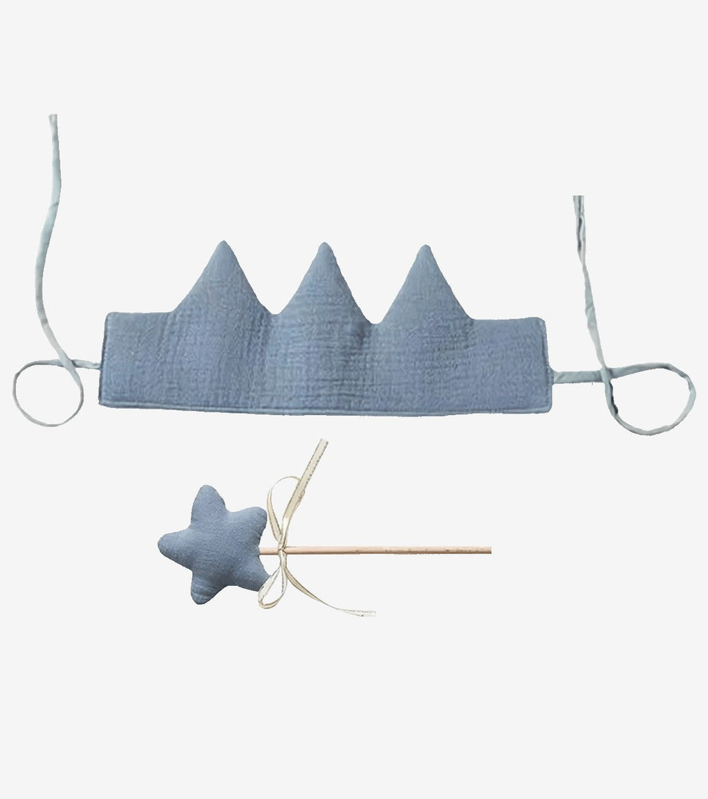 Déguisement - Couronne et baguette magique, bleu - Magicien