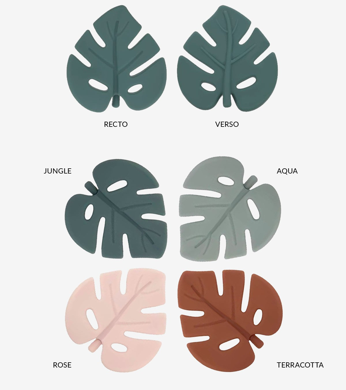 Anneau de dentition feuille aqua et son lange