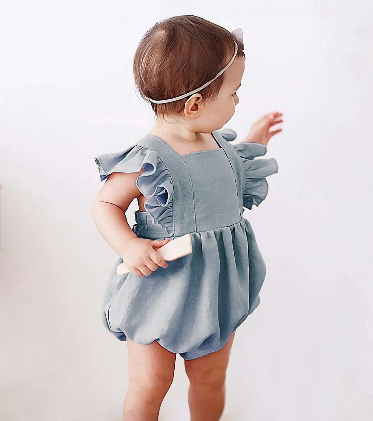 Barboteuse à volants - bleu