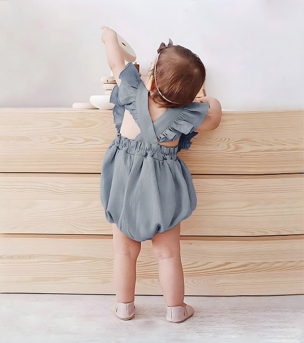 Barboteuse à volants - bleu