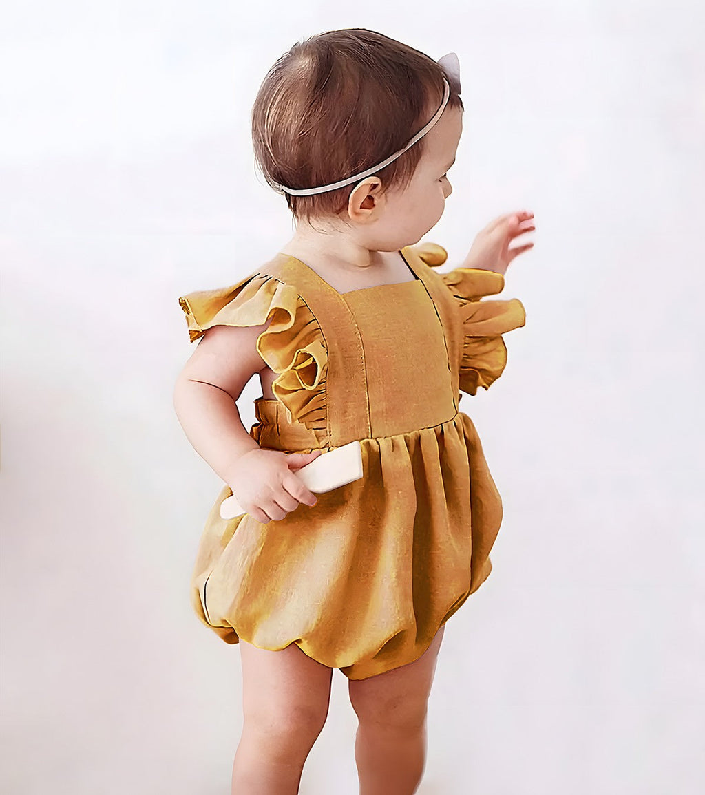 Barboteuse à volants - moutarde