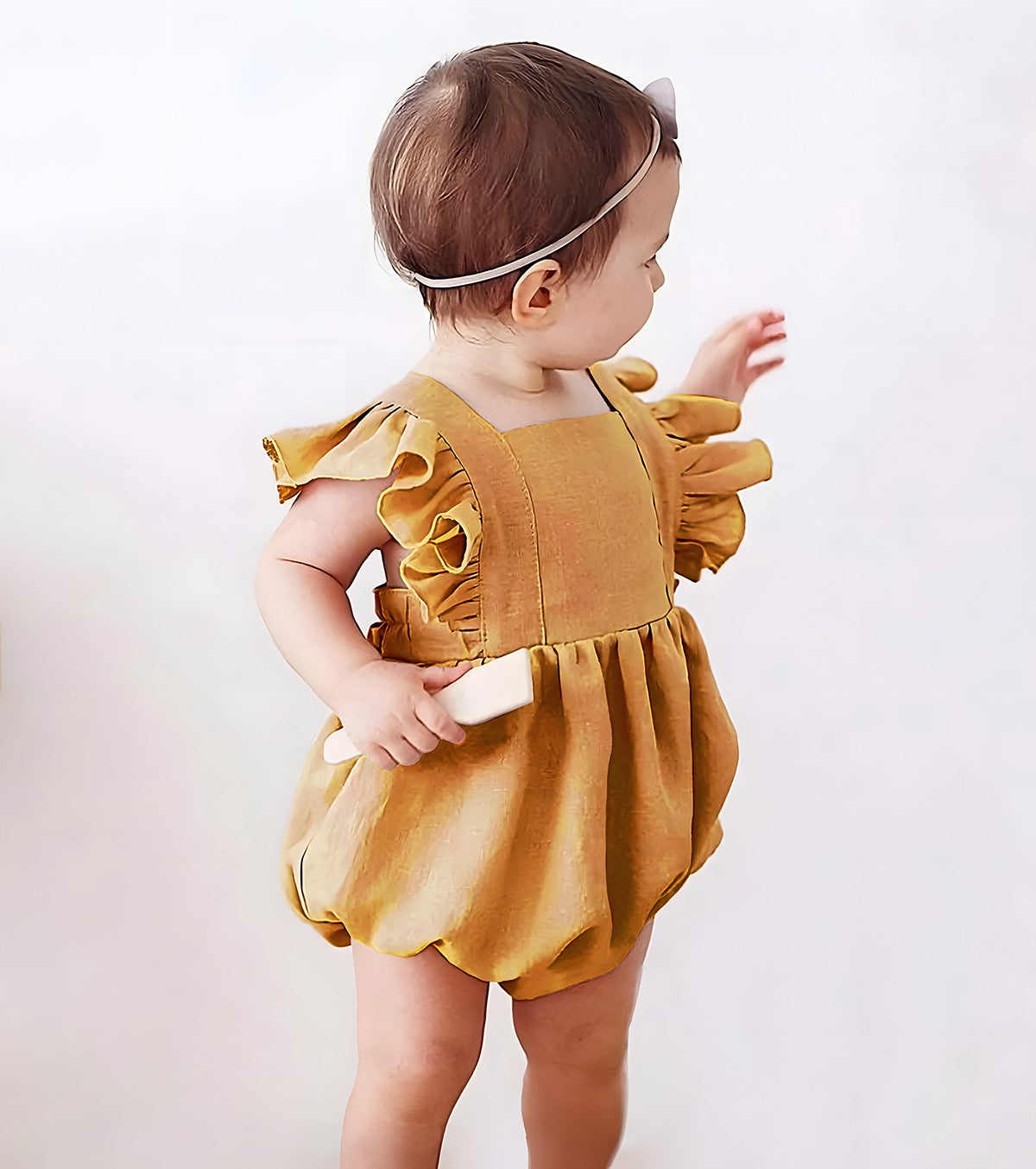 Barboteuse à volants - moutarde