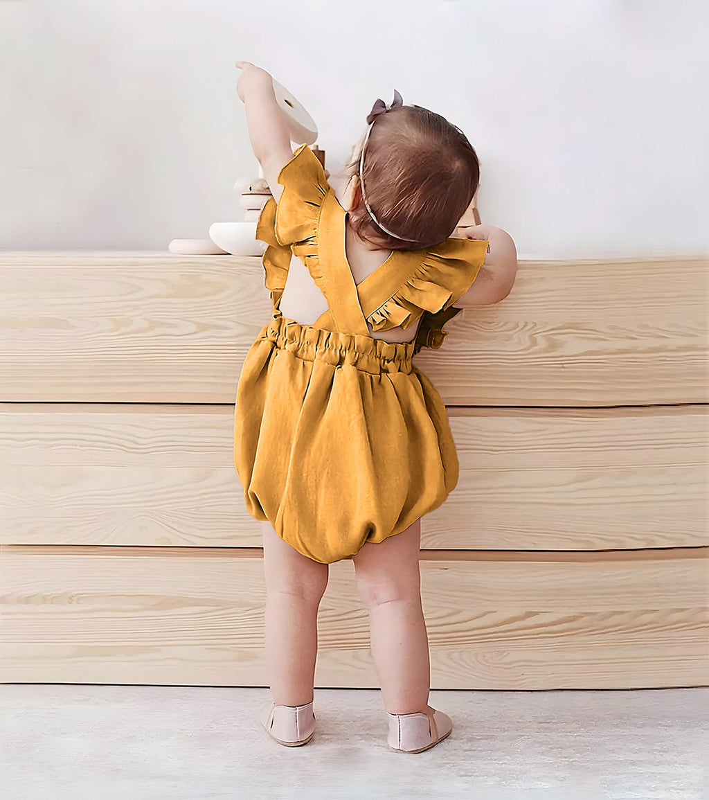 Barboteuse à volants - moutarde