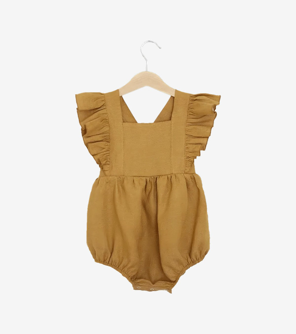 Barboteuse à volants - moutarde