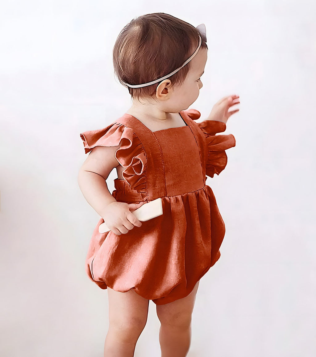 Barboteuse à volants - rouge brique