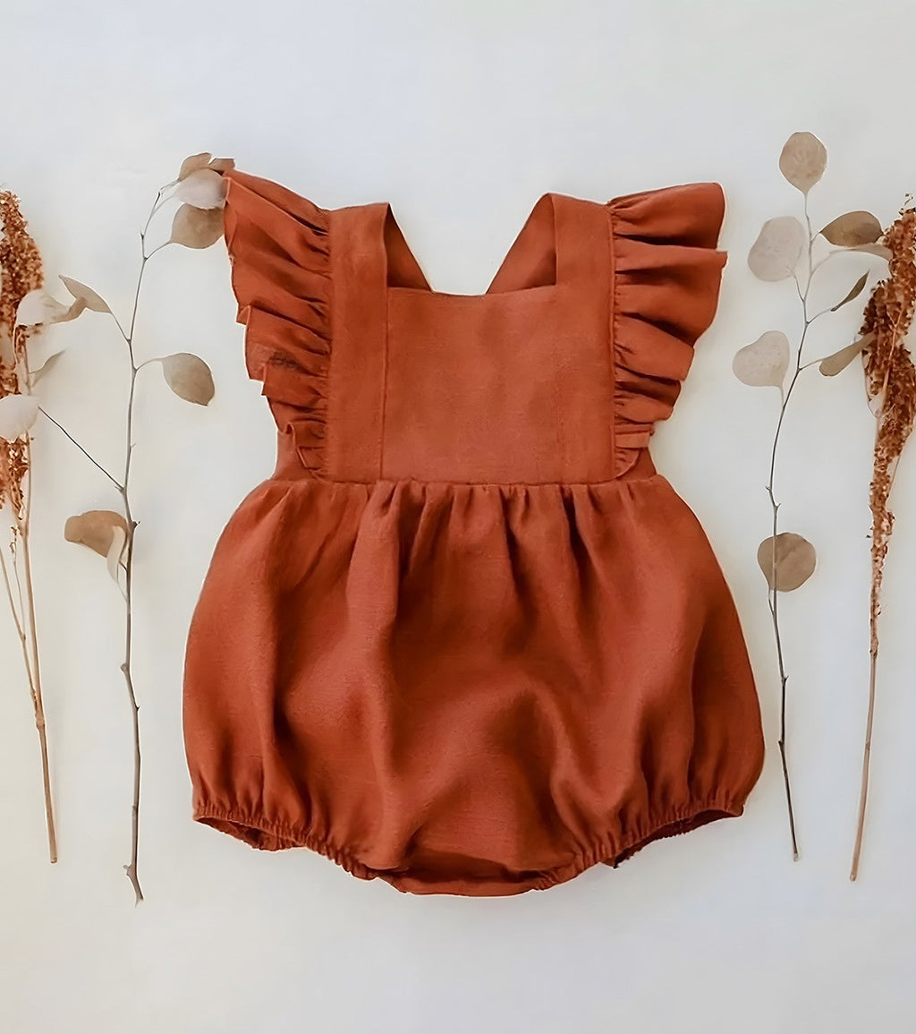 Barboteuse à volants - rouge brique