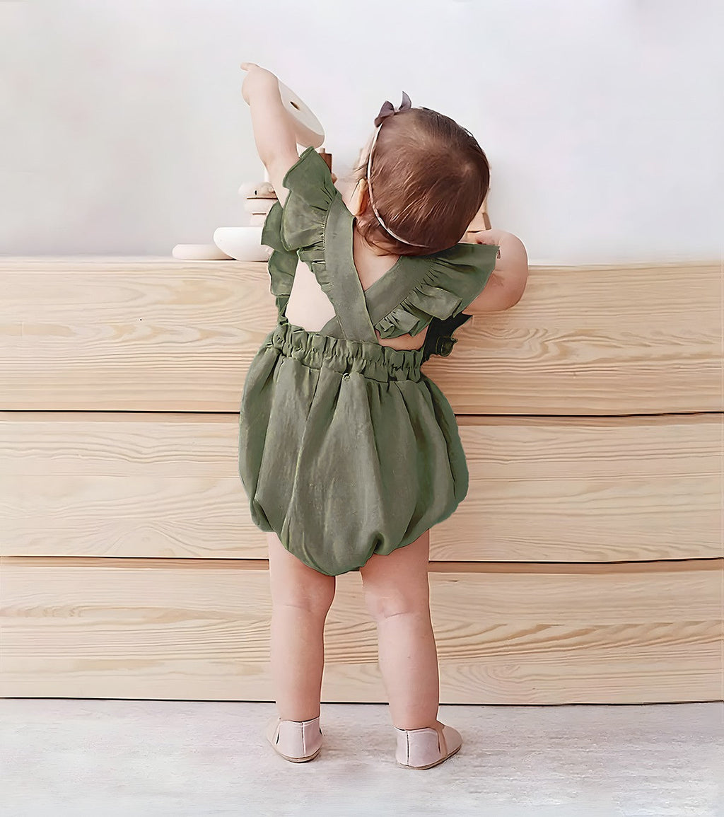 Barboteuse à volants - vert