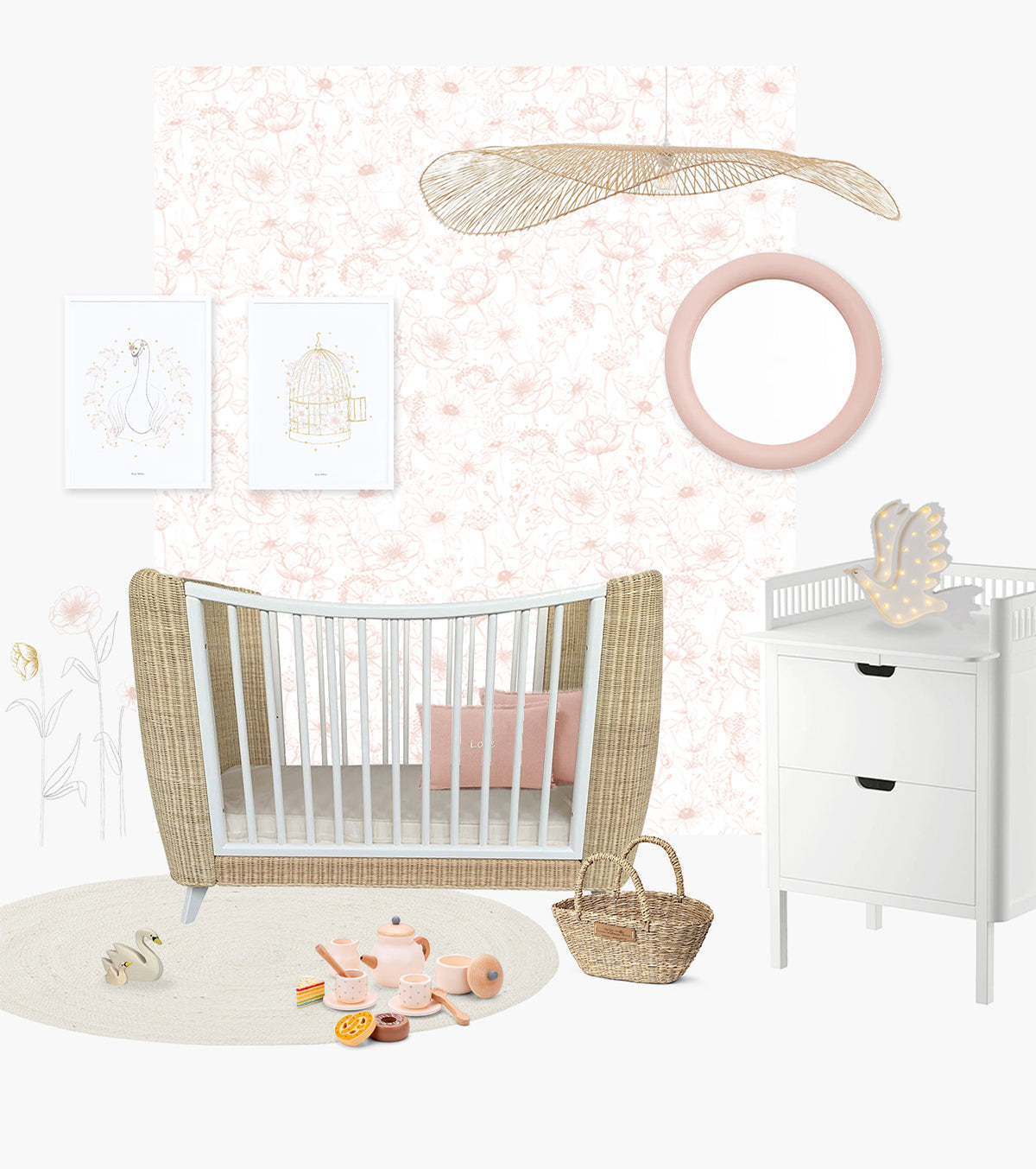 BOTANY - Affiche enfant - Cage et fleurs