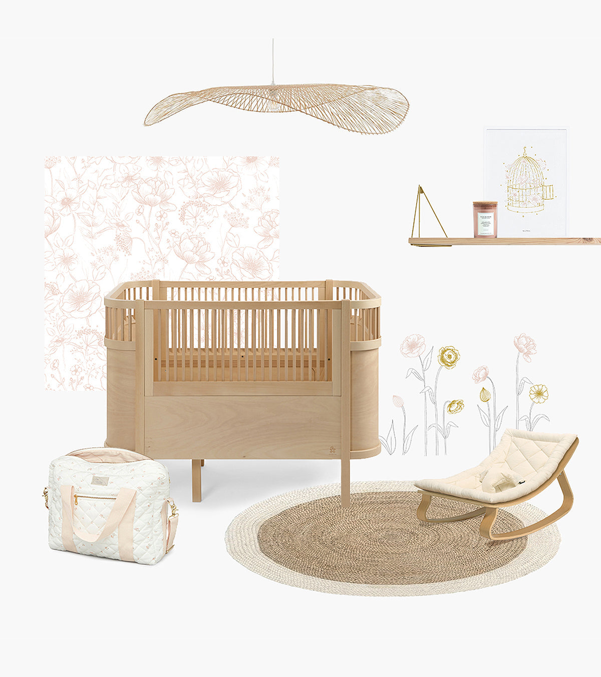 BOTANY - Affiche enfant - Cage et fleurs