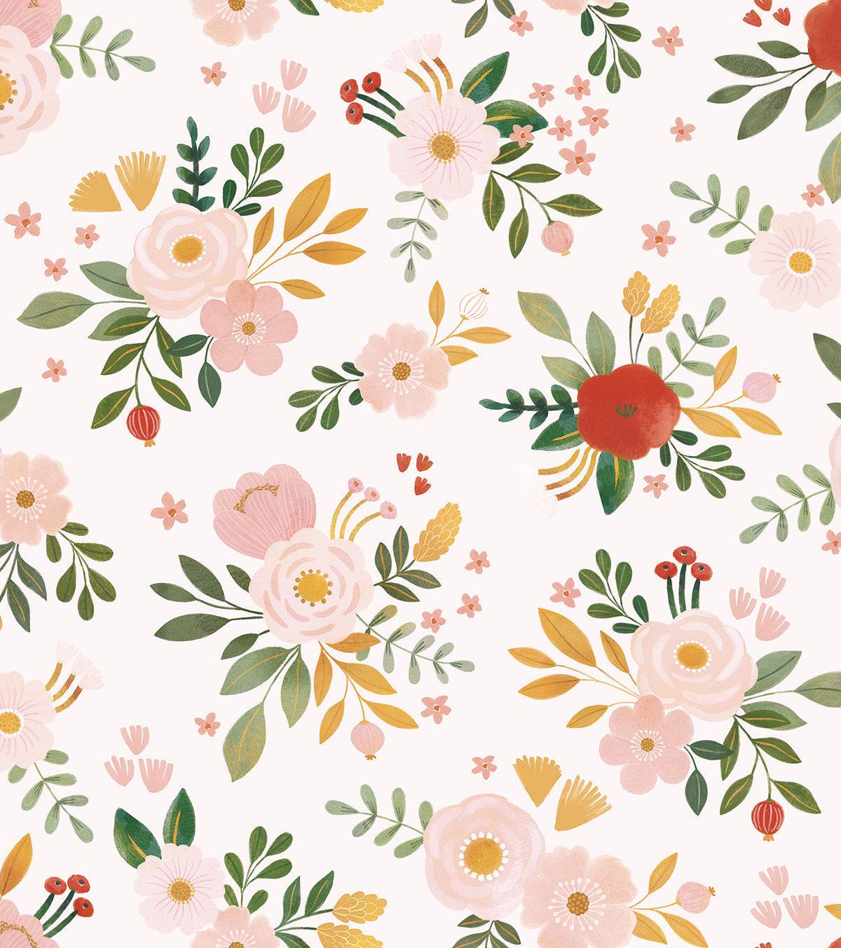 ALYSSE - Papier peint floral et oiseaux