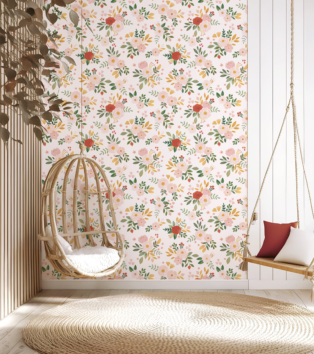 ALYSSE - Papier peint floral et oiseaux