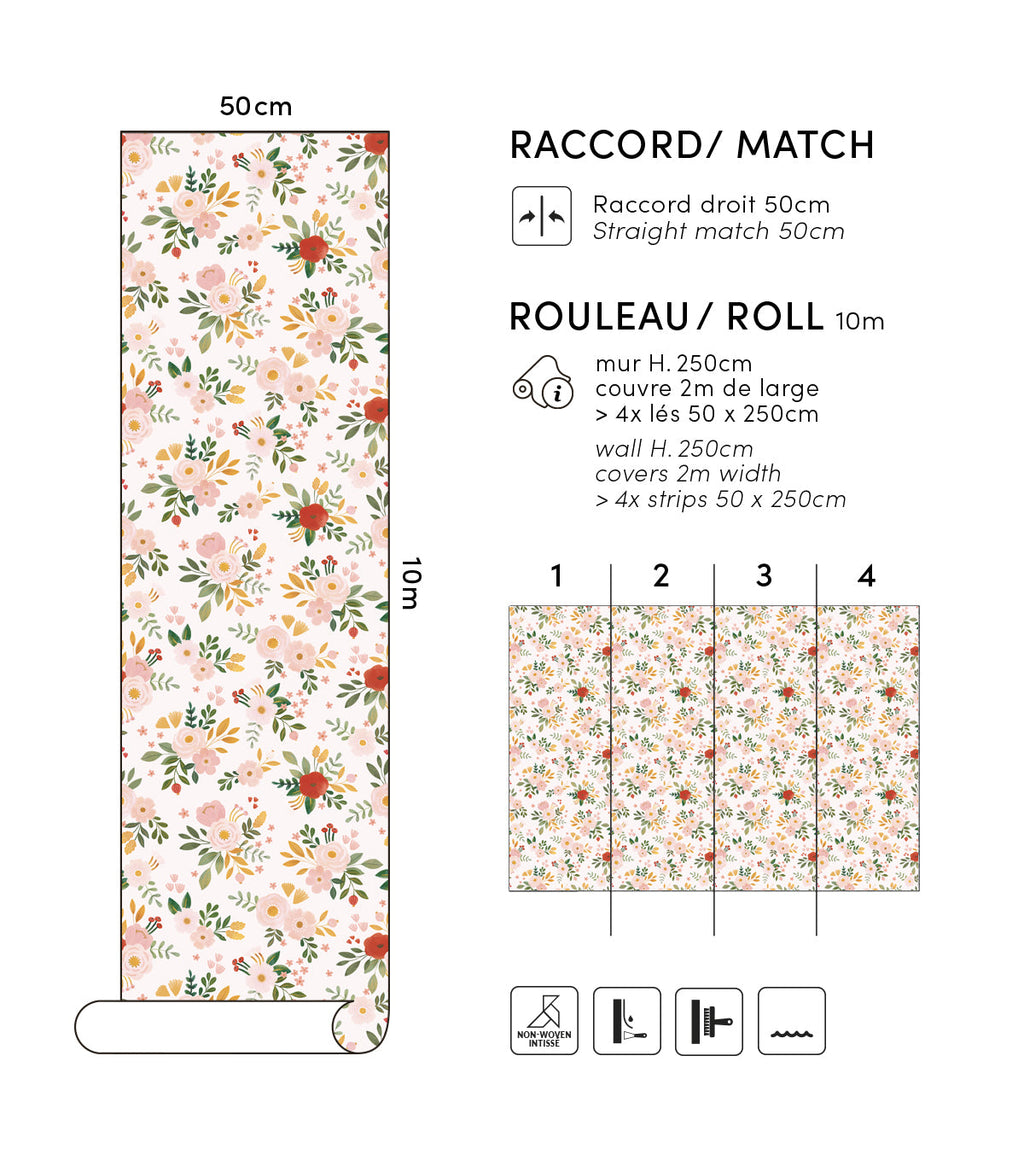 ALYSSE - Papier peint floral et oiseaux