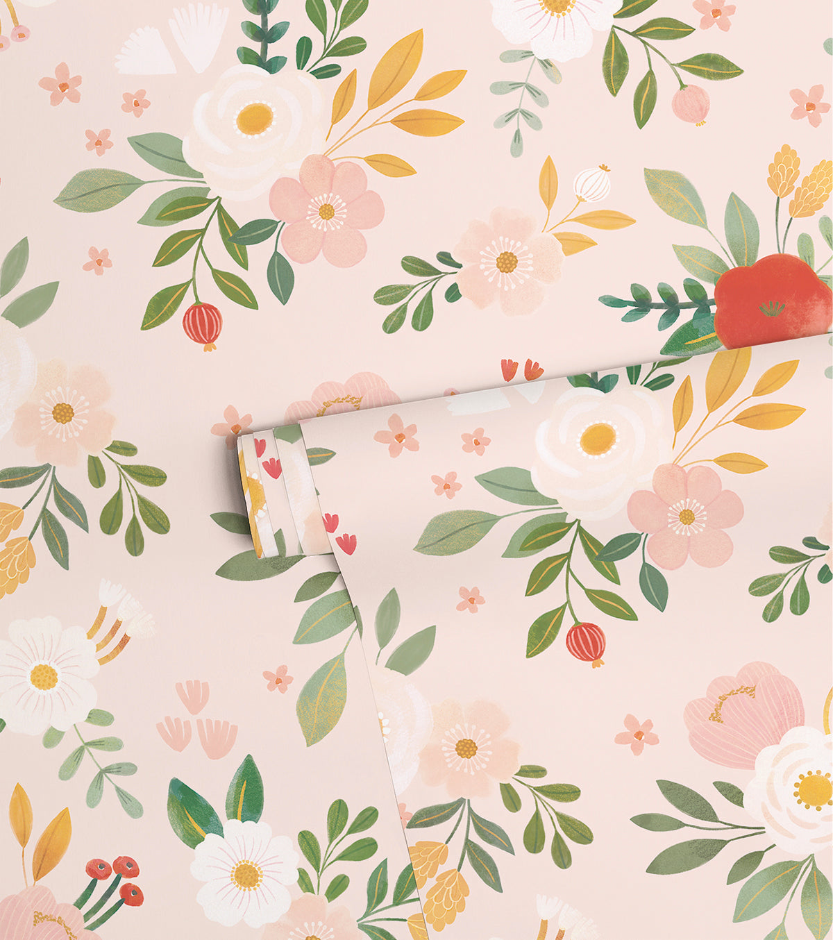 ALYSSE - Papier peint floral et oiseaux