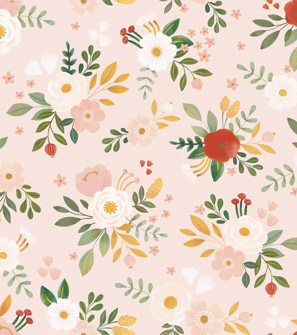 ALYSSE - Papier peint floral et oiseaux