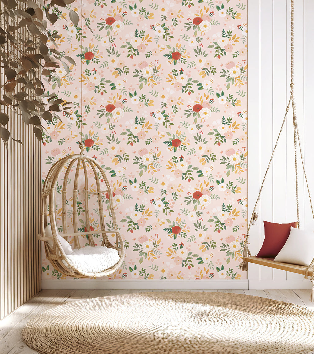 ALYSSE - Papier peint floral et oiseaux