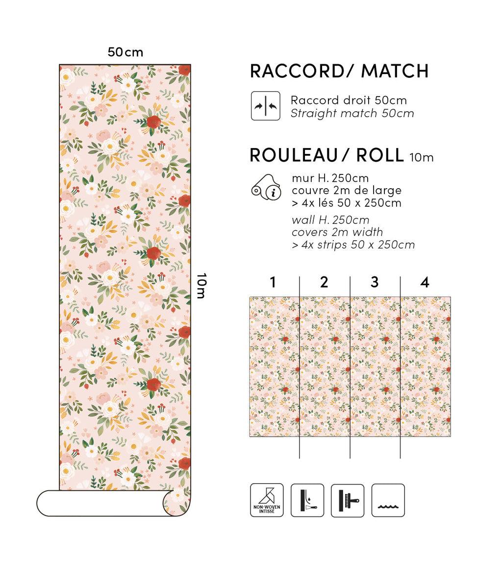 ALYSSE - Papier peint floral et oiseaux