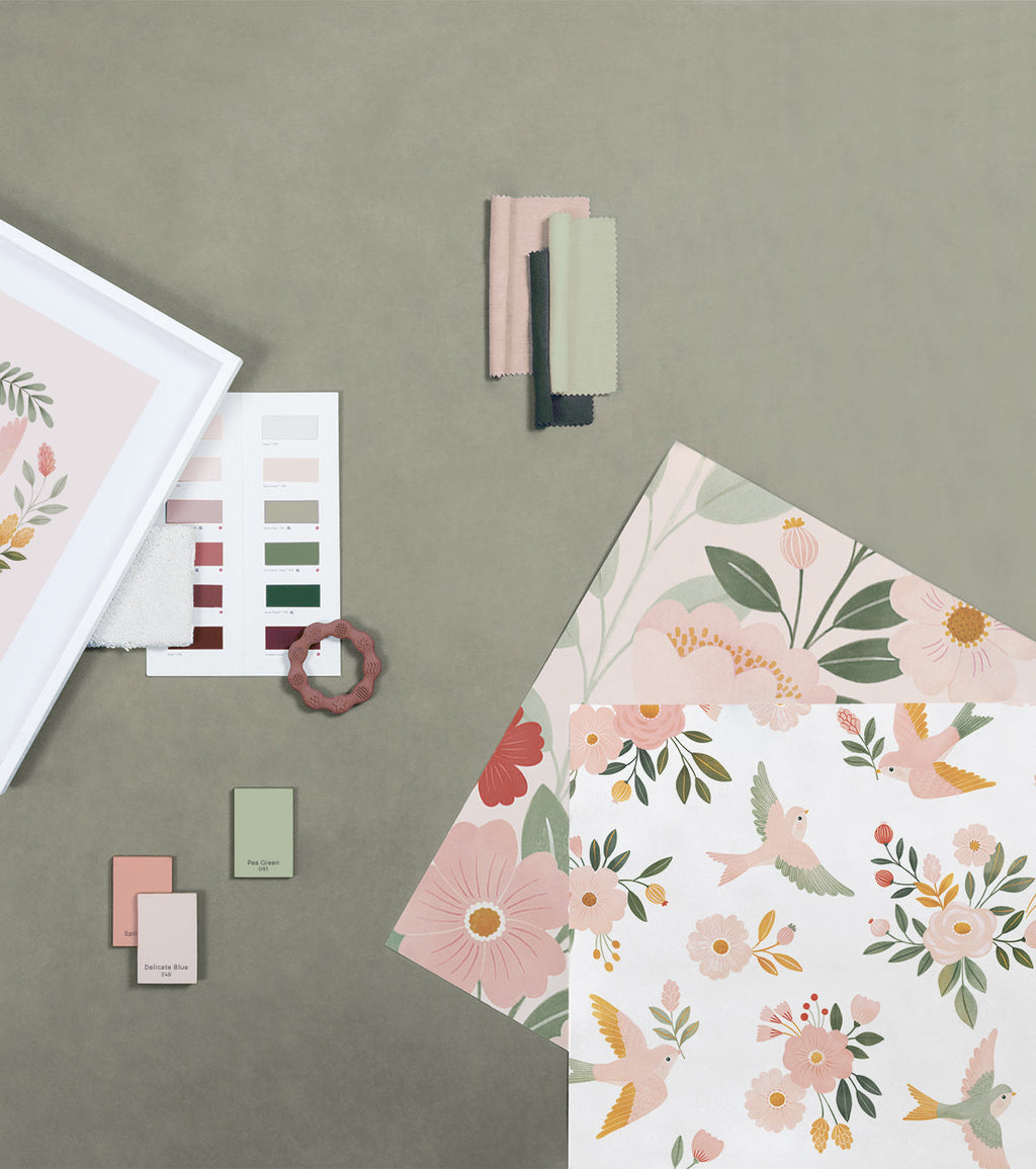 ALYSSE - Papier peint fleurs et oiseaux