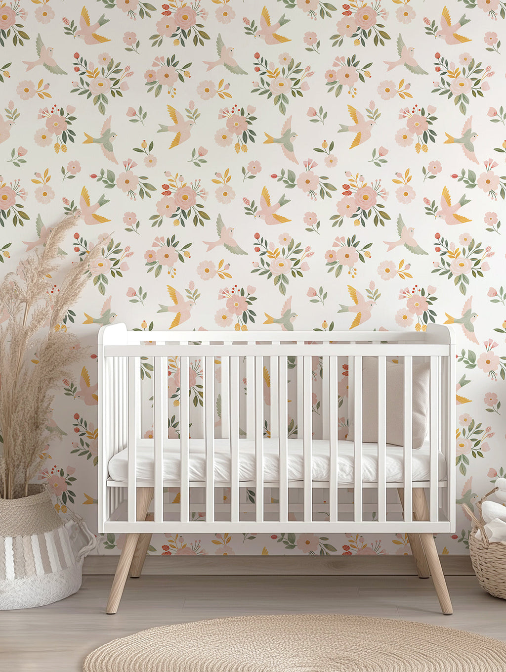 ALYSSE - Papier peint fleurs et oiseaux
