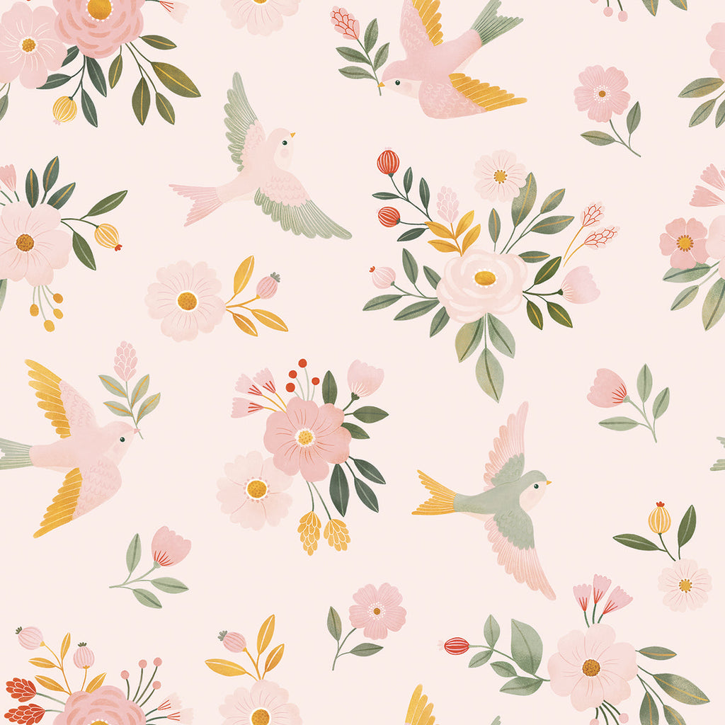 ALYSSE - Papier peint fleurs et oiseaux