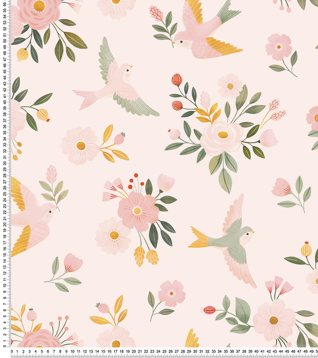 ALYSSE - Papier peint fleurs et oiseaux